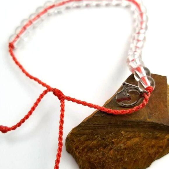 Clear crystal ball beaded simplistic twine bracelet - Picture 1 of 2